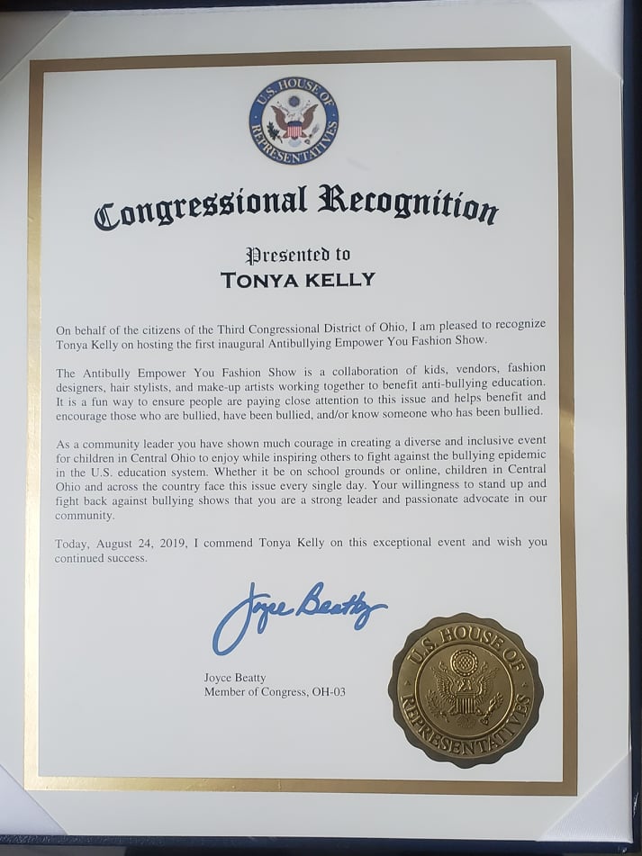 Congressional Recognition for antibullying work


